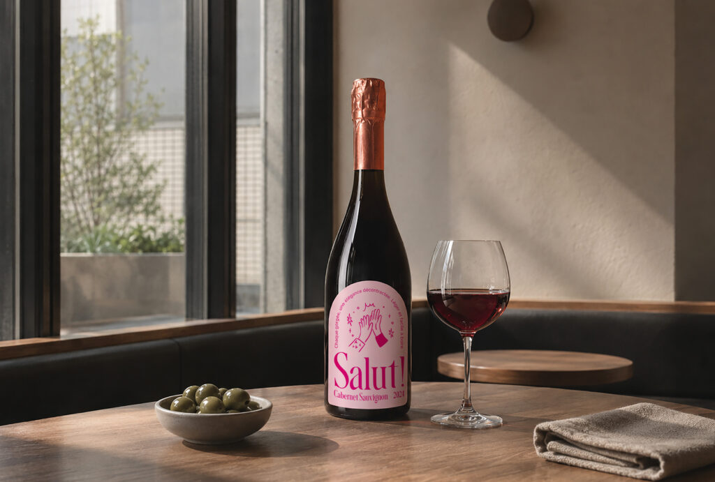 気軽な一杯から、ワインの楽しさを。｜ワイン「Salut!」ラベルデザイン